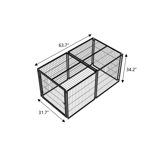 Large Dog Cage 63.7" Dog Kennel for Medium Dogs Puppy Dog Playpen with Top, Pet Cage, Indoor, Black.63.7"L x 34.2"W x 31.7"H.