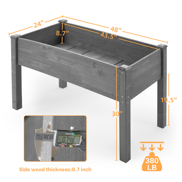 Raised Garden Bed with Legs, Elevated Wooden Planter Box for Outdoor Plants 