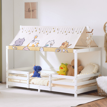 Canopy Roof Design White Painted Pine Children\\'s Bed