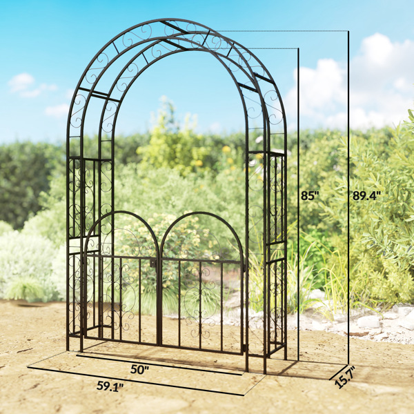 Steel Garden Arch with Gate ( Amazon Shipping)（Prohibited by WalMart）