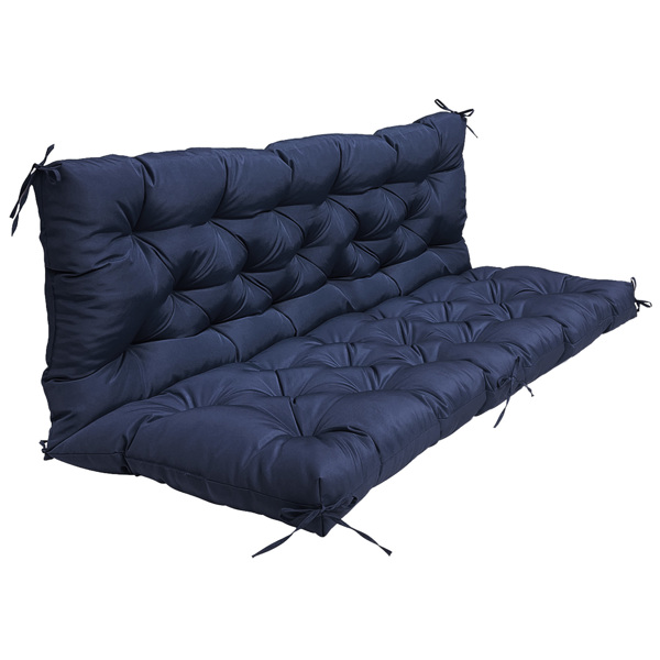 Swing Replacement Seat Cushions, Cushions for Outdoor Furnitur with Backrest, Garden Recliner Waterproof Porch Swing Cushions with Backrest 8 Tie Straps 59x43.3x3.9in for Patio Furniture--NavyBlue