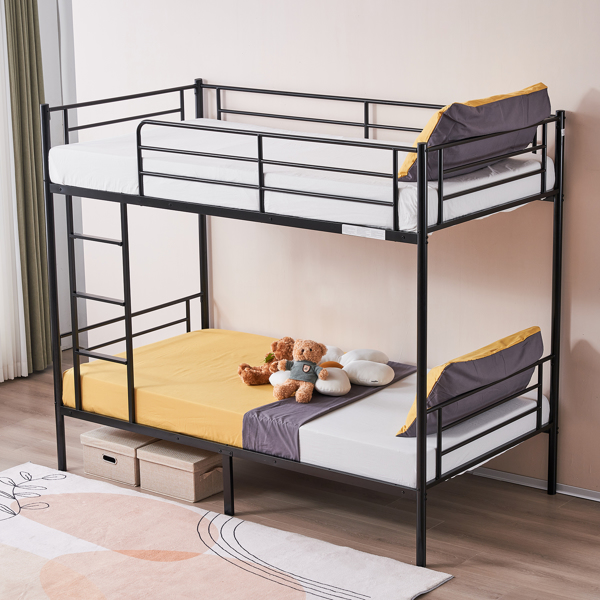 【Same model code: 67430277】Iron Bed Bunk Bed with Ladder for Kids Twin Size Black