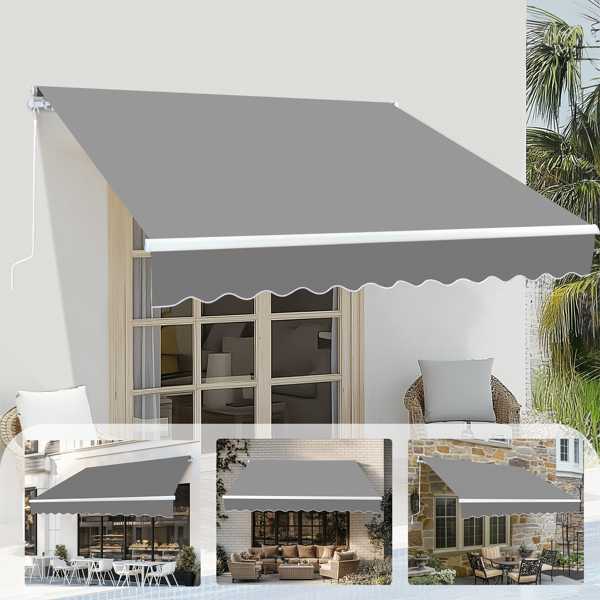 98.4"D x 117"W x 59"H Retractable Awning Grey