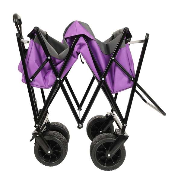 480Lbs Collapsible Wagon with Canopy,Wagon Stroller with 7" All-Terrain Wheels, Lightweight Foldable Wagon, Large Capacity for Camping, Shopping, Sports, and Garden Use,,purple with mosquito net