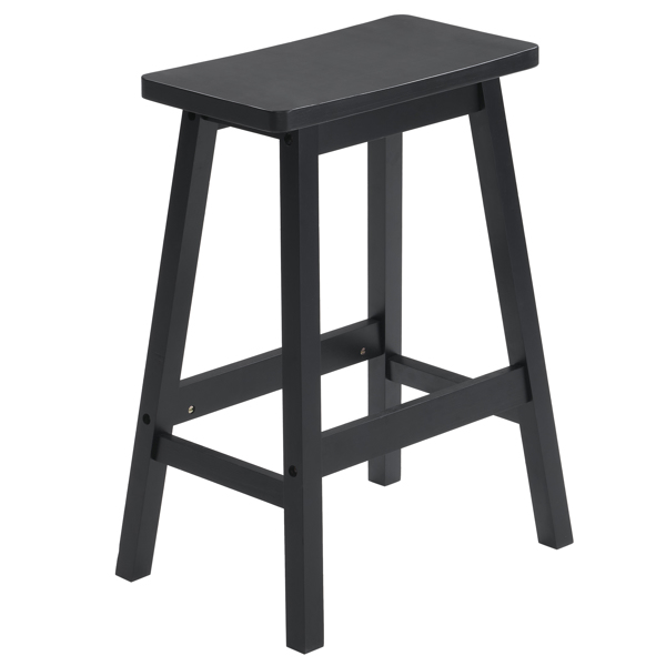 2pcs Pine Wood Saddle Seat Bar Stool Black