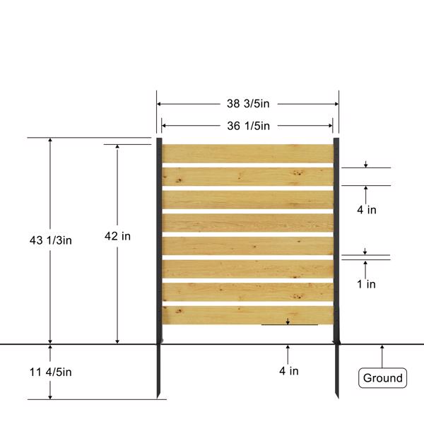 55"x38.5"W (2 Panels) Cedar Wood Privacy Screen, Outdoor Privacy Walls, Privacy Wood Fence for Pool Equipment Enclosure, Trash Can Enclosures, Air Conditioner Fence