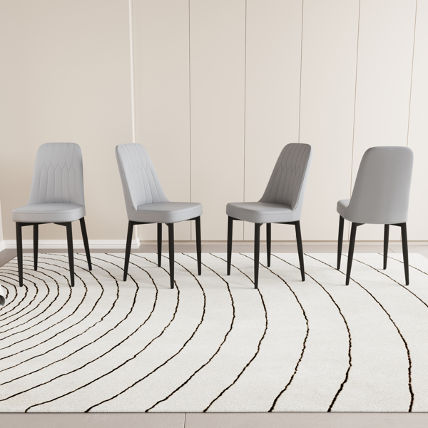 47-63英寸可扩展圆形餐桌，配有4把PU织物厚软垫餐椅和一张优雅宽敞的餐桌、厨房桌椅，带黑色金属腿-8