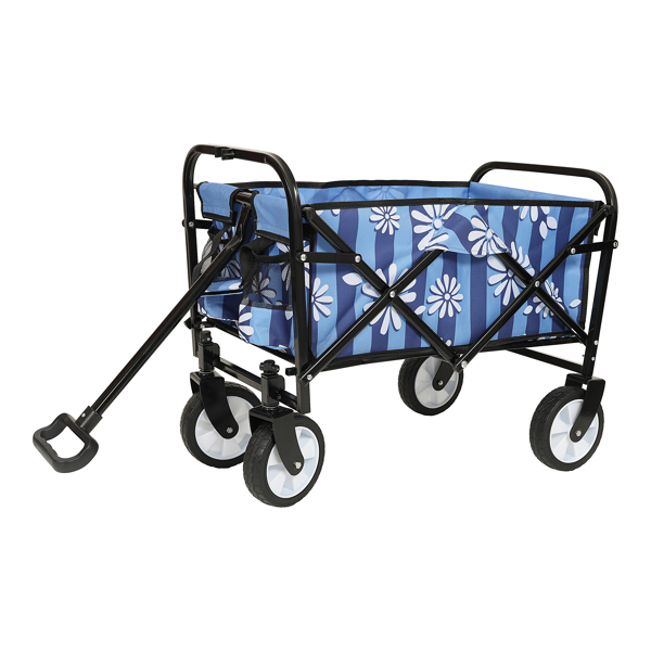 Minimeetall Colorful Collapsible Foldable Wagon Cart with strapping system, Beach Wagon ,Utility Wagon Grocery Cart Camping Shopping Sports Gardeing Fishing Supports 225lb,blue vertical