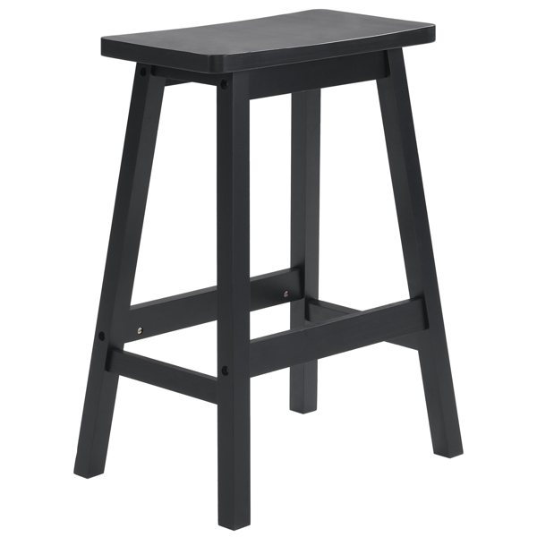 2pcs Pine Wood Saddle Seat Bar Stool Black