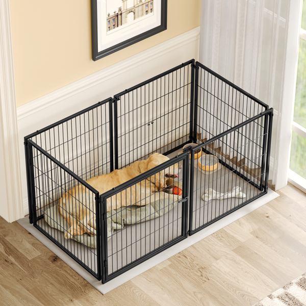 Large Dog Cage 63.7" Dog Kennel for Medium Dogs Puppy Dog Playpen with Top, Pet Cage, Indoor, Black.63.7"L x 34.2"W x 31.7"H.