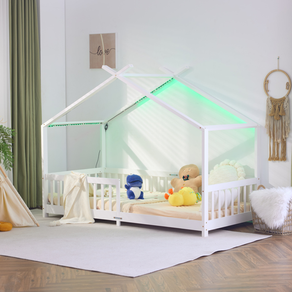 X-Shaped Roof Design White Painted Pine Children's Bed