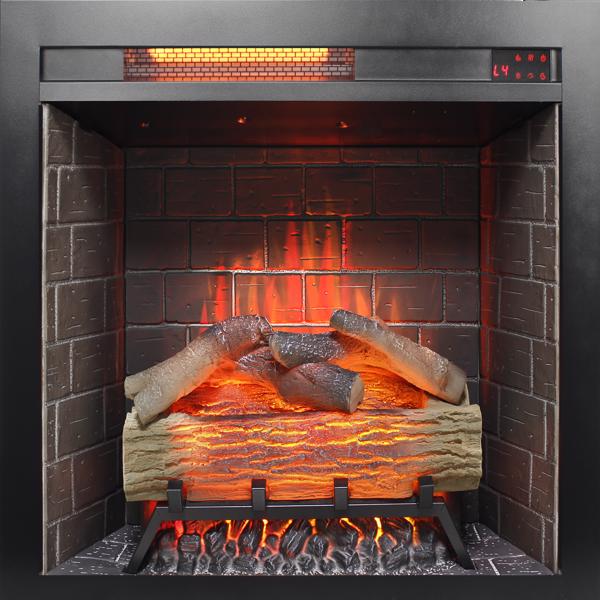 28inch Infrared Electric Fireplace Insert, Touch Panel Home Decor Heater, With Cracking Sound