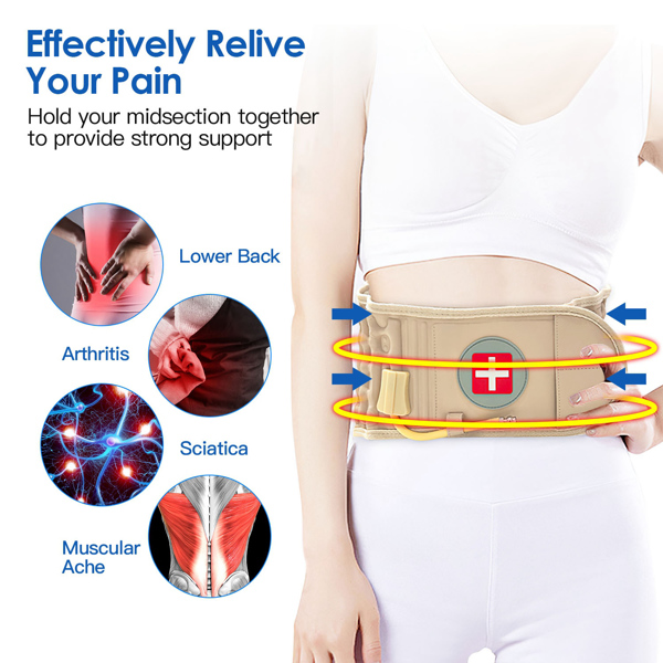 Decompression Back Belt Lumbar Spine Support Lower Back Air Traction Device with Hand Pump Extension Pad for Men Women Pain Relief Fit For All Waist