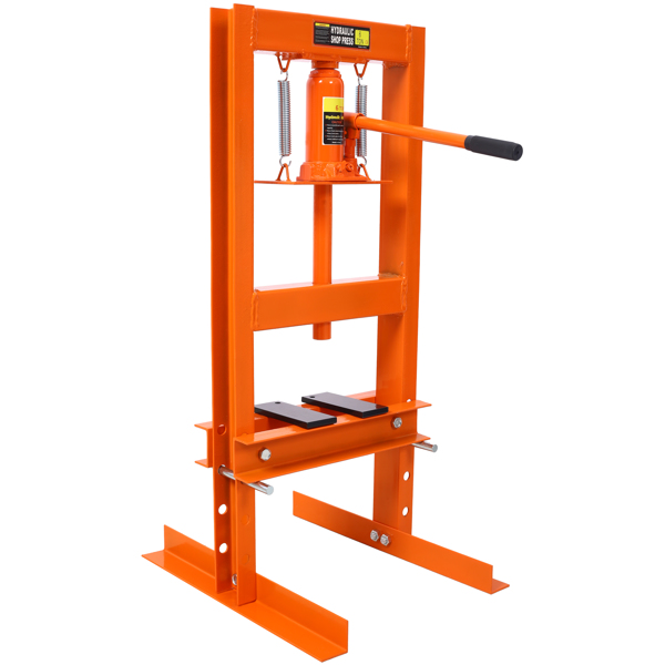 6 Ton Hydraulic Press, Benchtop Hydraulic Shop Press, H-Frame Garage Floor Press with Press Plates, Adjustable Working Table Height, orange