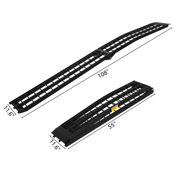 9ft Aluminum Plate Folding ATV Loading Ramp Black Pair Truck Trailer 1200 lbs