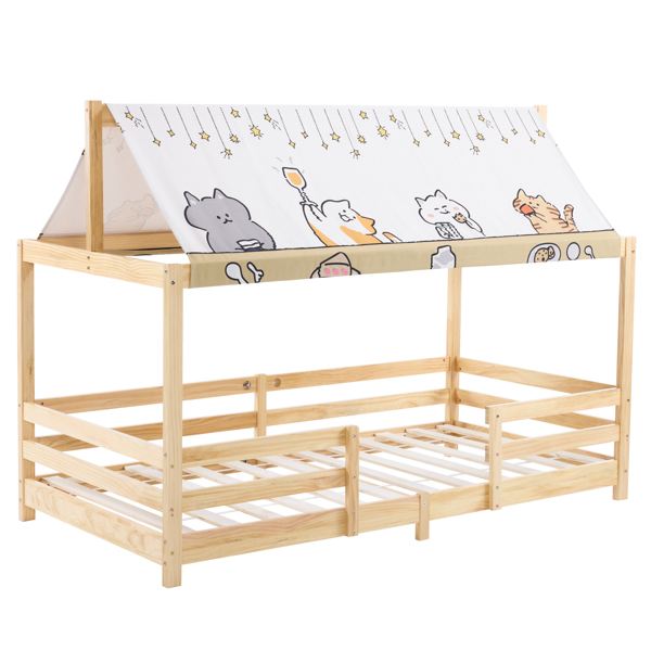 Canopy Roof Design White Painted Pine Children's Bed