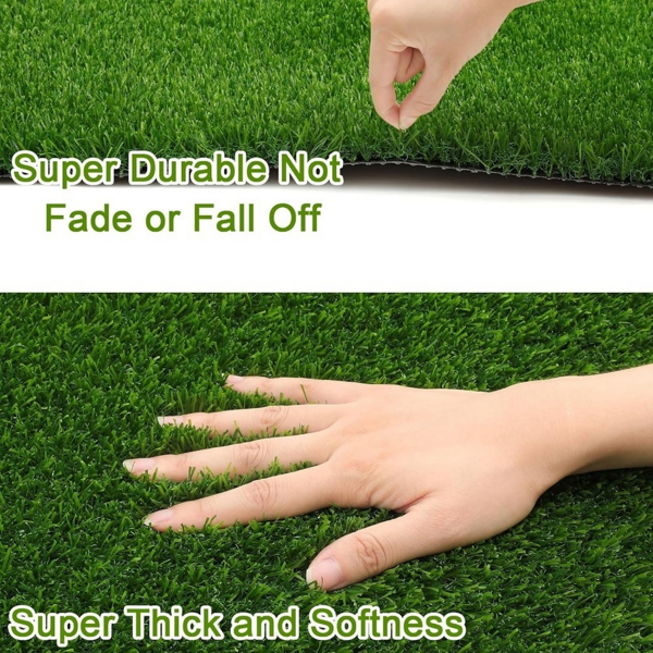 3ft x 16ft Premium Artificial Turf Mat with Drainage Holes. Thick Fake Grass with Rubber Backing, Ideal for Indoor/Outdoor Pet Areas, Garden, Lawn, Patio & Balcony Decor