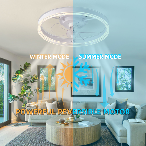 19.7 inches fan light RGB color lights three color temperature 6-speed adjustable wind power positive and negative rotation