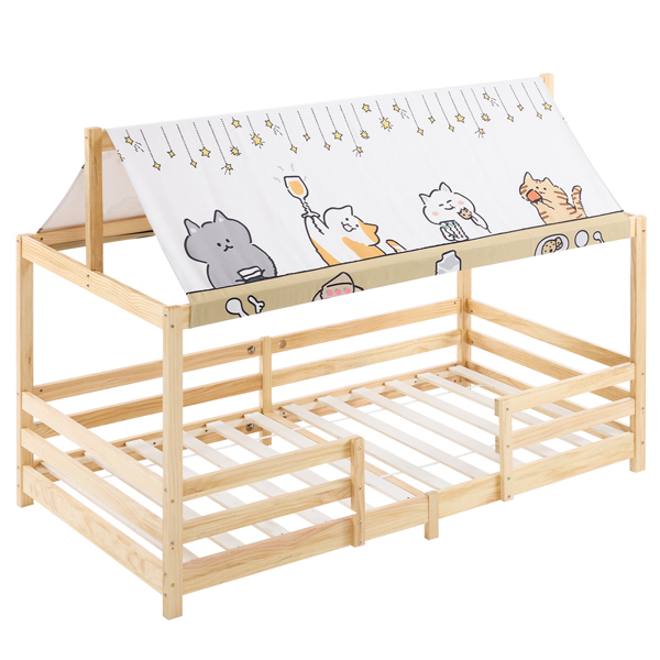 Canopy Roof Design White Painted Pine Children's Bed