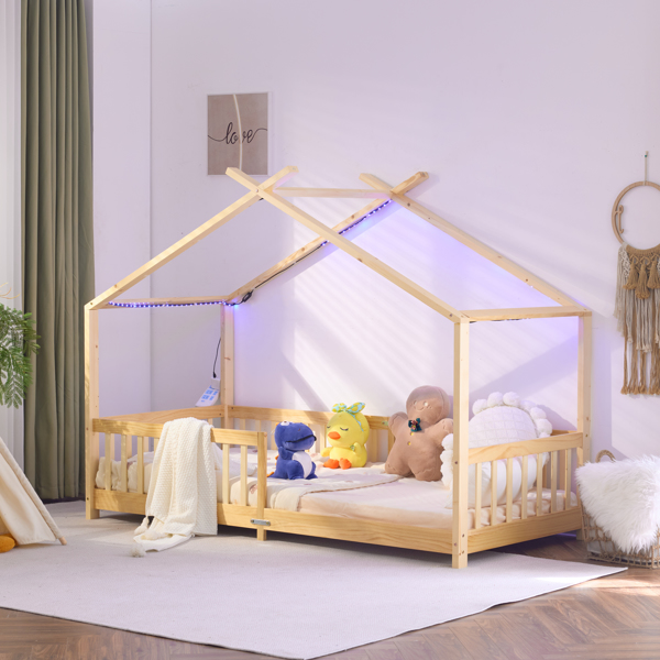 X-Shaped Roof Design White Painted Pine Children's Bed