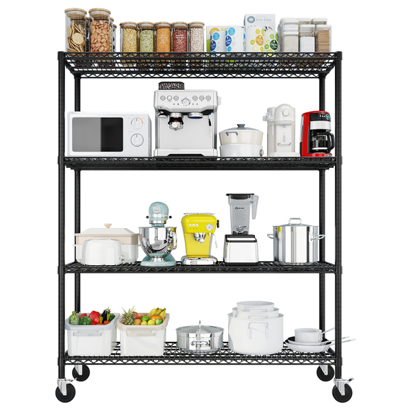 Heavy Duty Storage Shelves  55.12" W  Wire Shelving Unit with Wheels 2500LBS  NSF Metal Shelves for Storage Adjustable Garage Storage Rack Pantry Shelf Commercial Shelving, 75.59" H X 55.12''W X 23.62