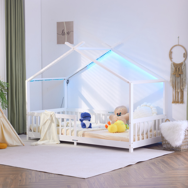 X-Shaped Roof Design White Painted Pine Children's Bed