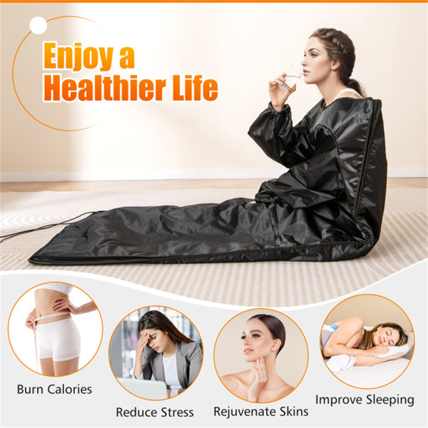 Infrared Sauna Blanket for Home Use with Armholes Wraps and Sauna Bag