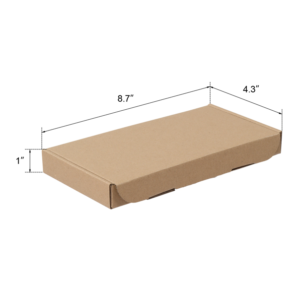 50pcs 8.7 "x 4.3" x 1 "(22x11x2.5cm) thickness 1.8mm aircraft box corrugated cardboard box kraft paper color