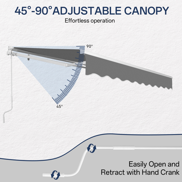 98.4"D x 117"W x 59"H Retractable Awning Grey