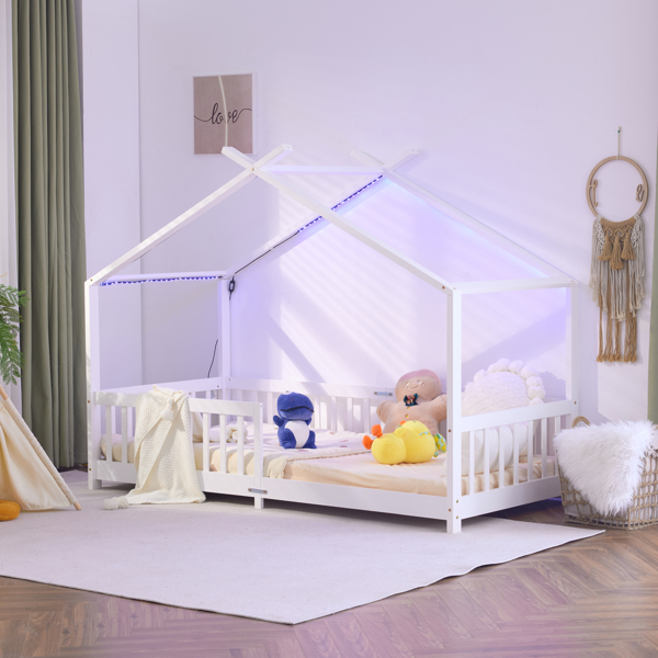 X-Shaped Roof Design White Painted Pine Children's Bed