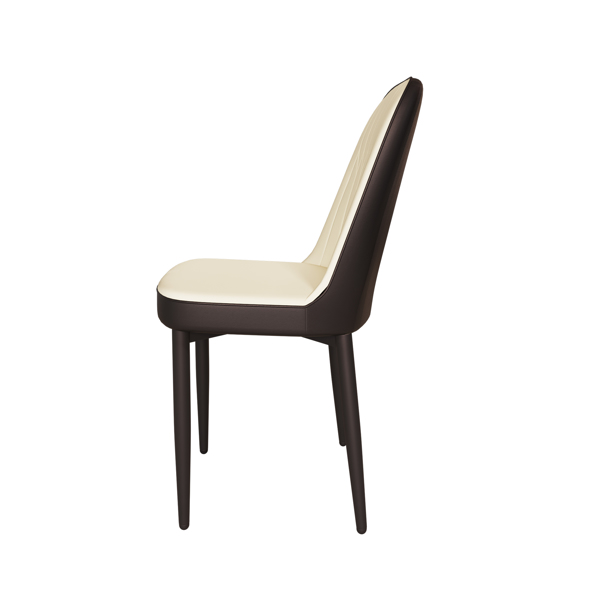 A set of 4 dining chair, modern style chair made of high-quality PU Leather fabric with thick soft cushions, black metal leg kitchen chair, dining room kitchen dining chair (Beige and Black) 