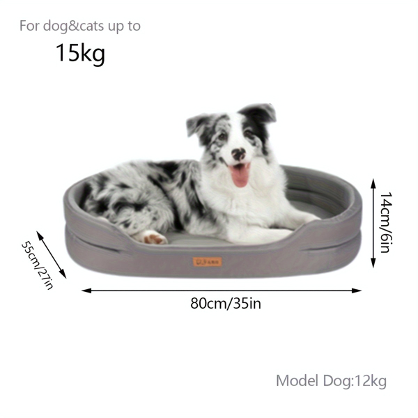 灰色XL狗床x1 尺寸：35*7*6in/80*55*14cm 中型犬专用狗床，超舒适宠物沙发，可拆洗防水防滑底，灰色（可能发云途物流）-6