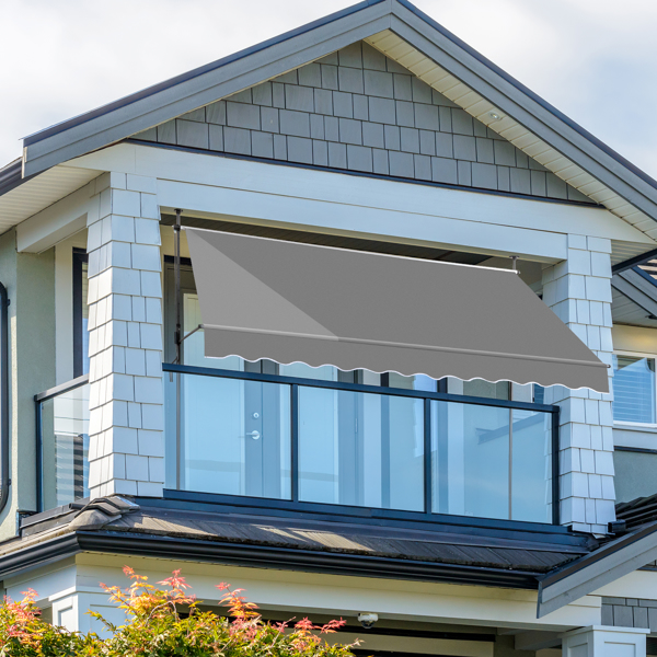 118.1"D x 47.2"W x(78.7 -118.1)"H Retractable Awning Grey