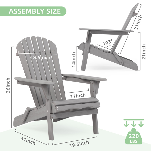 Wood Lounge Patio Chair for Garden Outdoor Wooden Folding Adirondack Chair Set of 2 Solid Cedar Wood Lounge Patio Chair for Garden, Lawn, Backyard, 