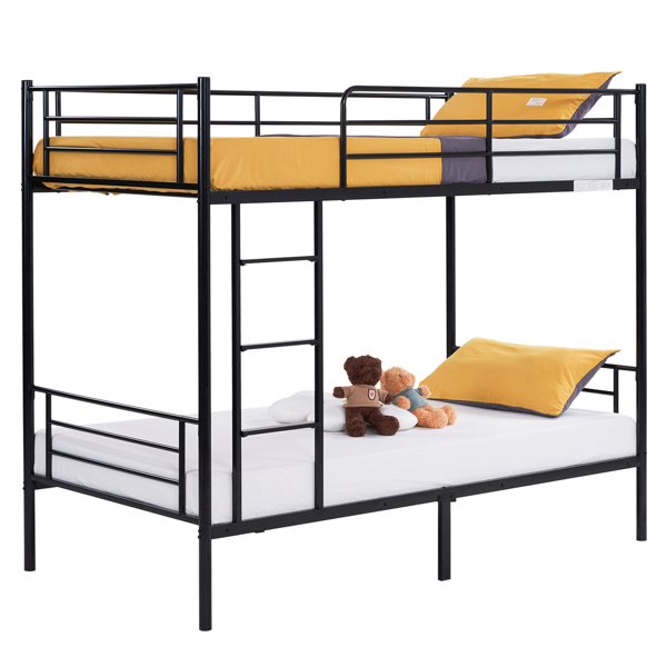 【Same model code: 67430277】Iron Bed Bunk Bed with Ladder for Kids Twin Size Black