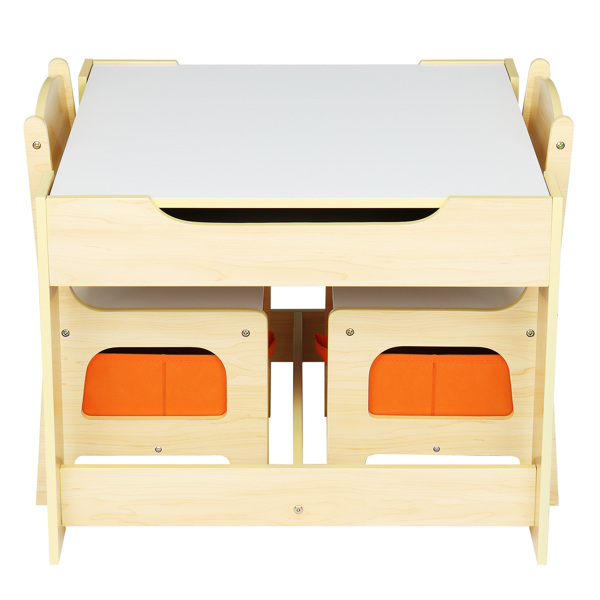 Children's Wooden Table And Chair Set With Two Storage Bags (One Table And Two Chairs)