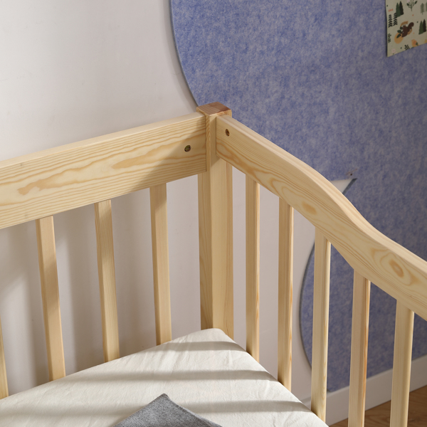 FCH Vertical Fence Wood Painted Pine Toddler Bed with Bottom Drawer and Side Car Bed