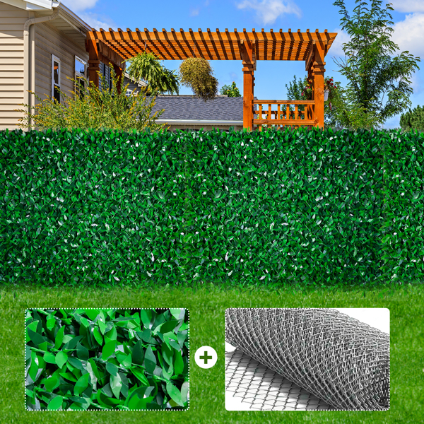 Artificial Green Fence, Strong and Durable Outdoor Fence Waterproof for Outdoor Gardens, Courtyard(Green Leaf)