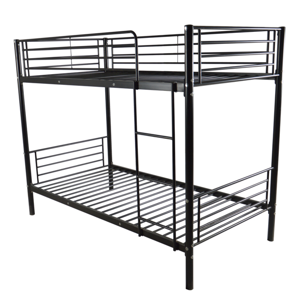 【Same model code: 67430277】Iron Bed Bunk Bed with Ladder for Kids Twin Size Black