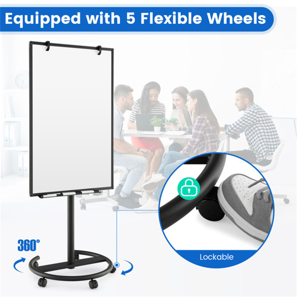 Magnetic Whiteboard,Height-Adjustable Mobile Whiteboard with Round Stand Paper Clips