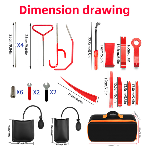 Red triangle short 8-piece red rocker with glove set