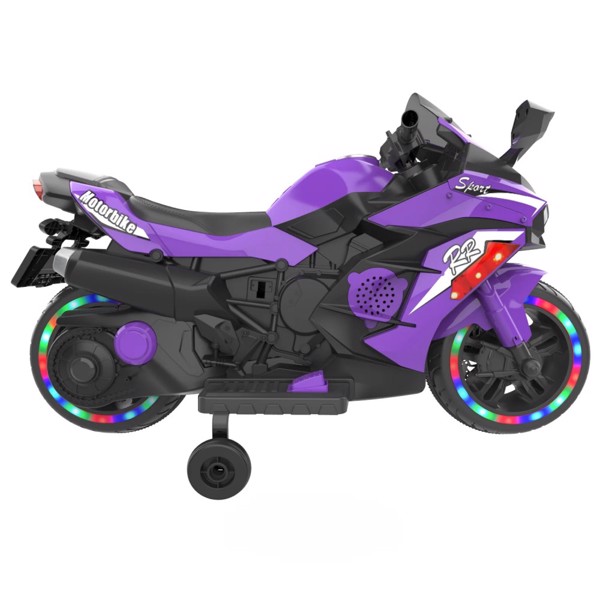 12V Kids Ride on Motorcycle, Electric Kids Motorcycle, Battery Powered Motorcycle for 3-5 Years Old, Violet，two wheels