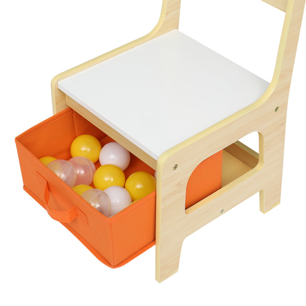 Children's Wooden Table And Chair Set With Two Storage Bags (One Table And Two Chairs)