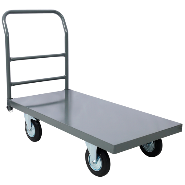 Platform Truck Industrial Flat Dolly Cart with Wheels - Heavy Duty 24 x 48 Cart - 2000lb Capacity Flatbed Hand TruckSteel Smooth Deck Platform Truck 24 In. x 48 In. 2000 Lb. Capacity, Dark Gray color