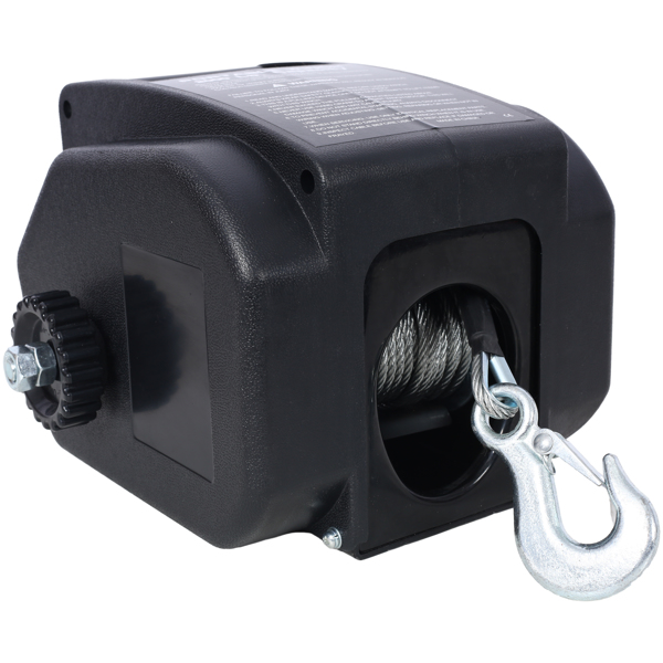 12v Trailer Winch,Reversible Electric Winch, for Boats up to 5000 lbs, Galvanized Wire Rope, Rapid Mount, Handheld Remote,power in and manual out.black plastic casing