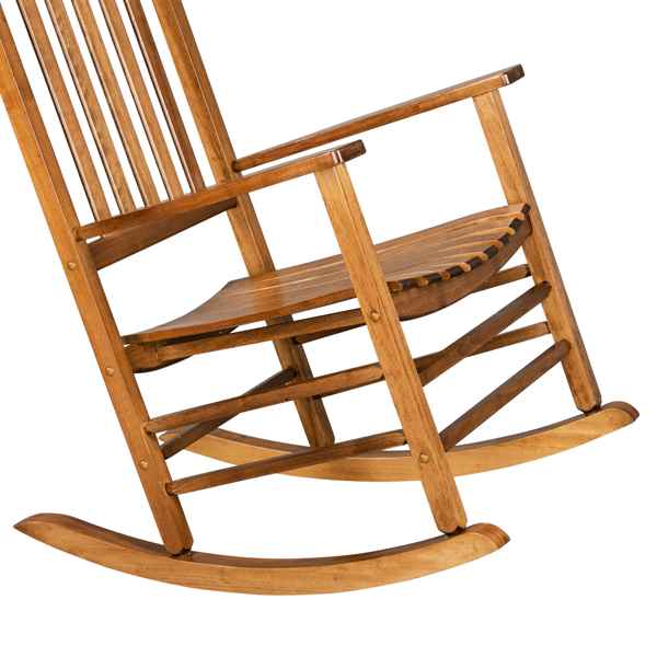 Square Wooden Rocking Chair Wavy Backboard Original Color