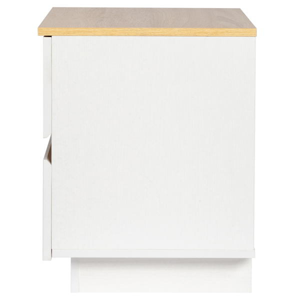 FCH embossed white + embossed oak E1 particle board 12MM handle-free 38*32*40cm 2 drawers bedside table 1pc