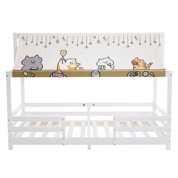 Canopy Roof Design White Painted Pine Children's Bed