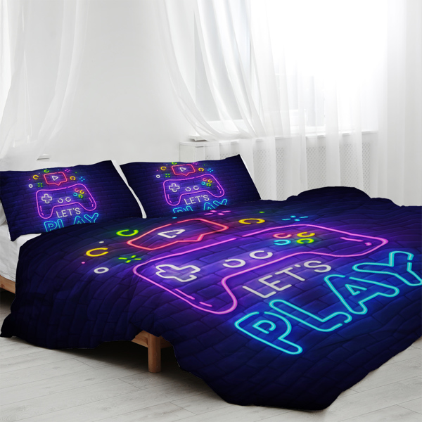 Gaming Duvet Cover Set Queen Size Video Game Controller Bedding Set, Boys Video Games Comforter Cover with 2 Pillow Shams, Bed Set for Boys Girls Bedroom Decor