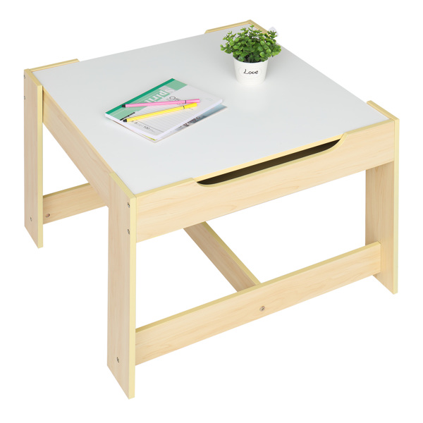 Children's Wooden Table And Chair Set With Two Storage Bags (One Table And Two Chairs)